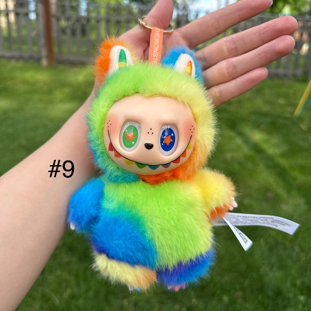 Plush Rainbow Labubu Toy Plush Monster Keychain - Kids Stuffed Animal Charm-Gift